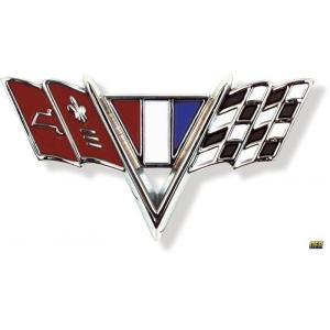 Front Fender V-Flag Emblem -  64-67 Chevy Fullsize, 67 Camaro, 65-67 Nova