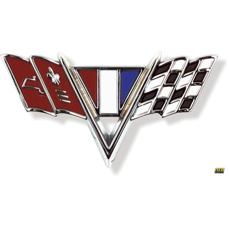 Front Fender V-Flag Emblem -  64-67 Chevy Fullsize, 67 Camaro, 65-67 Nova