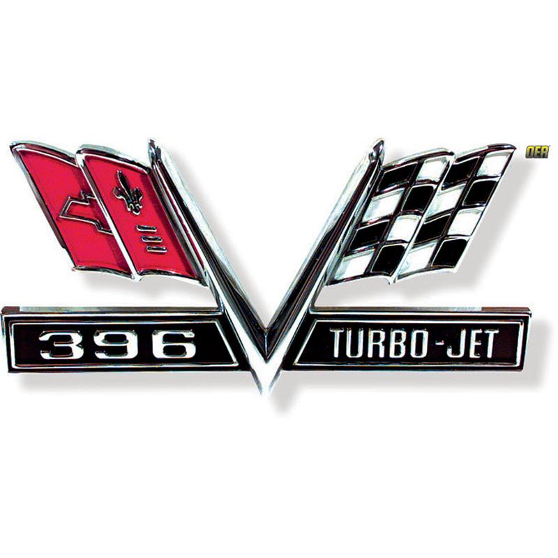 Front Fender 396 V-Flag Emblem -  67 Camaro, 65-67 Chevy Fullsize, 65-67 Chevelle