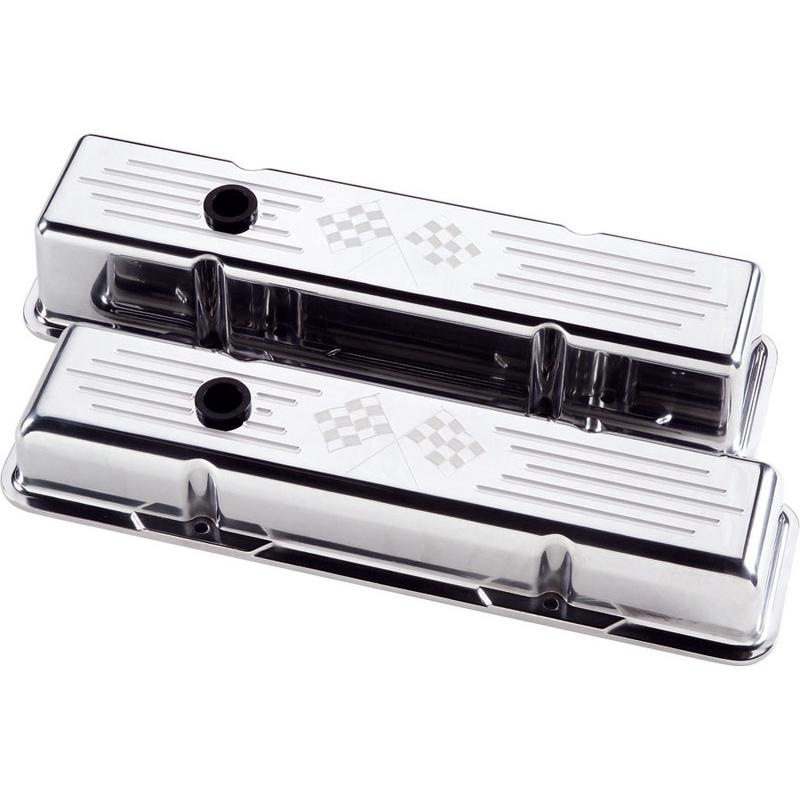 Billet Specialties Cross Flags Valve Covers - Chevy Small Block