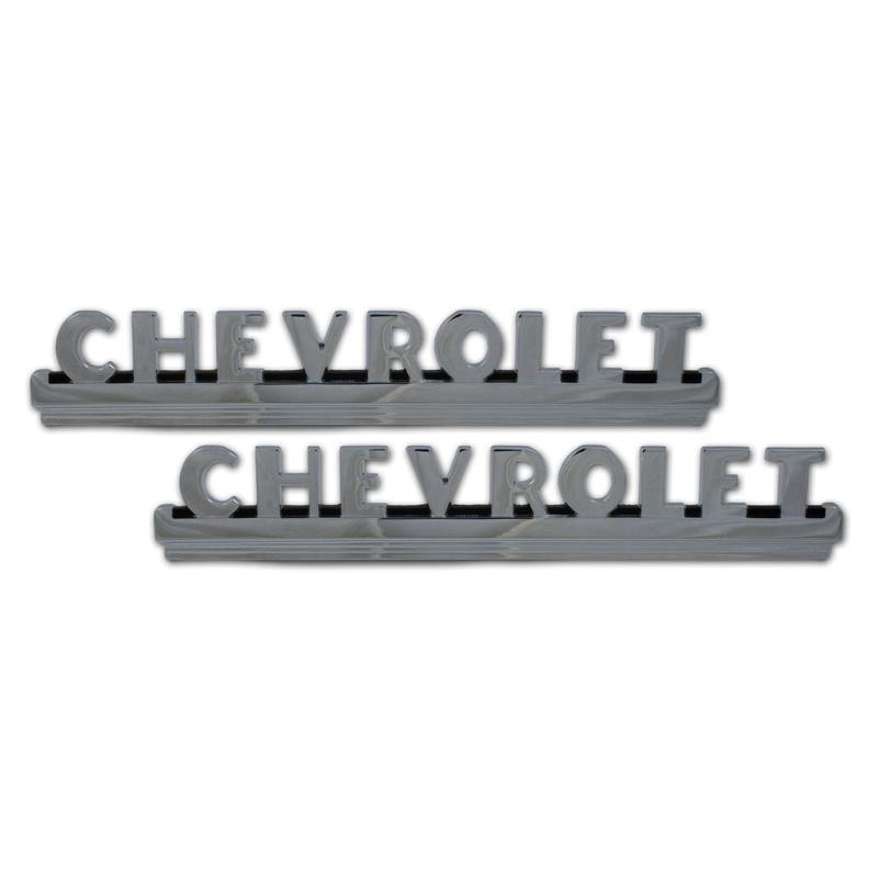 Hood Side 'Chevrolet' Emblems - 50-52 Chevy Pickup