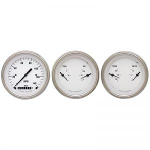 Classic Instruments White Hot Series - 3-3/8" 3 Gauge Set w/ Speedometer & 2 Duals